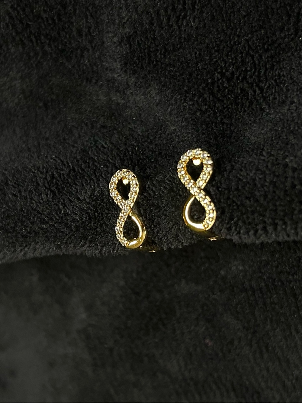 Gold Infinity CZ Stud Earrings - Women Jewelry
